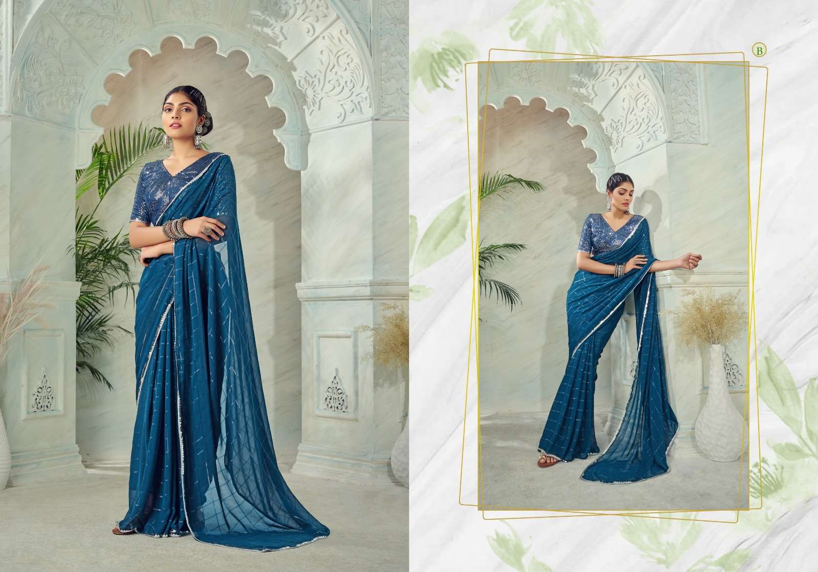 Ynf Kaasi Sequence Fancy Georgette Saree Wholesale catalog