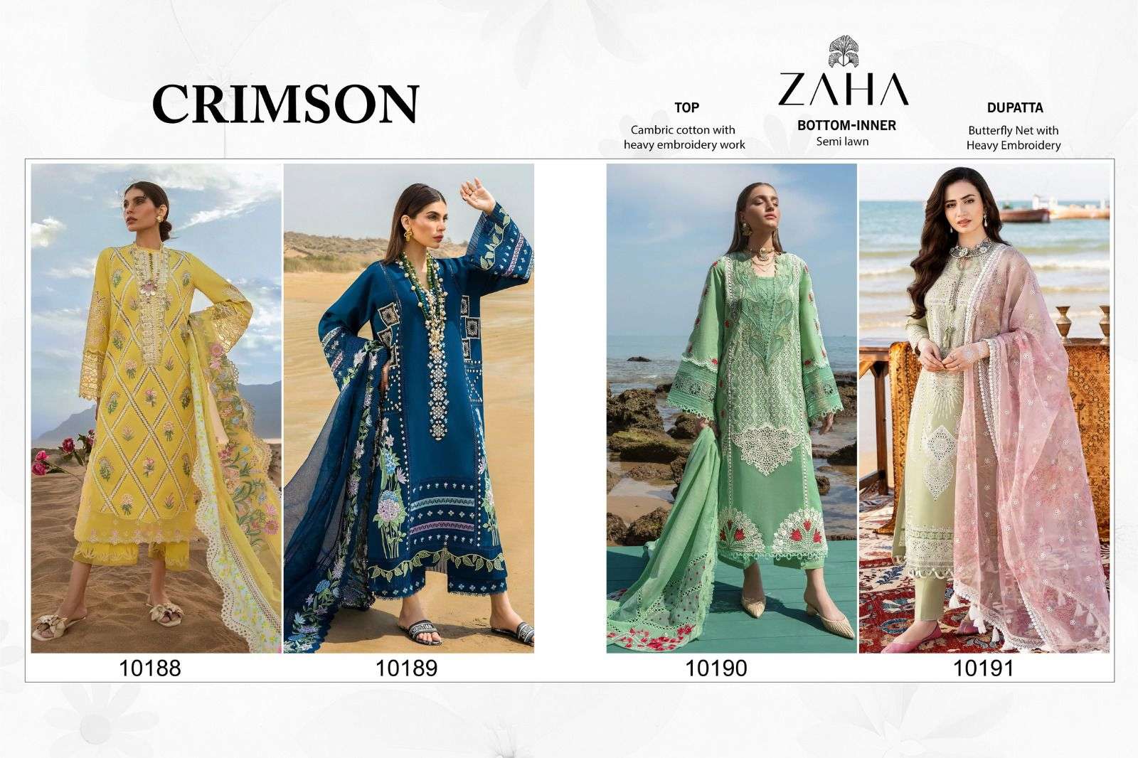 Zaha Crimson Designer Pakistani Suit Wholesale catalog