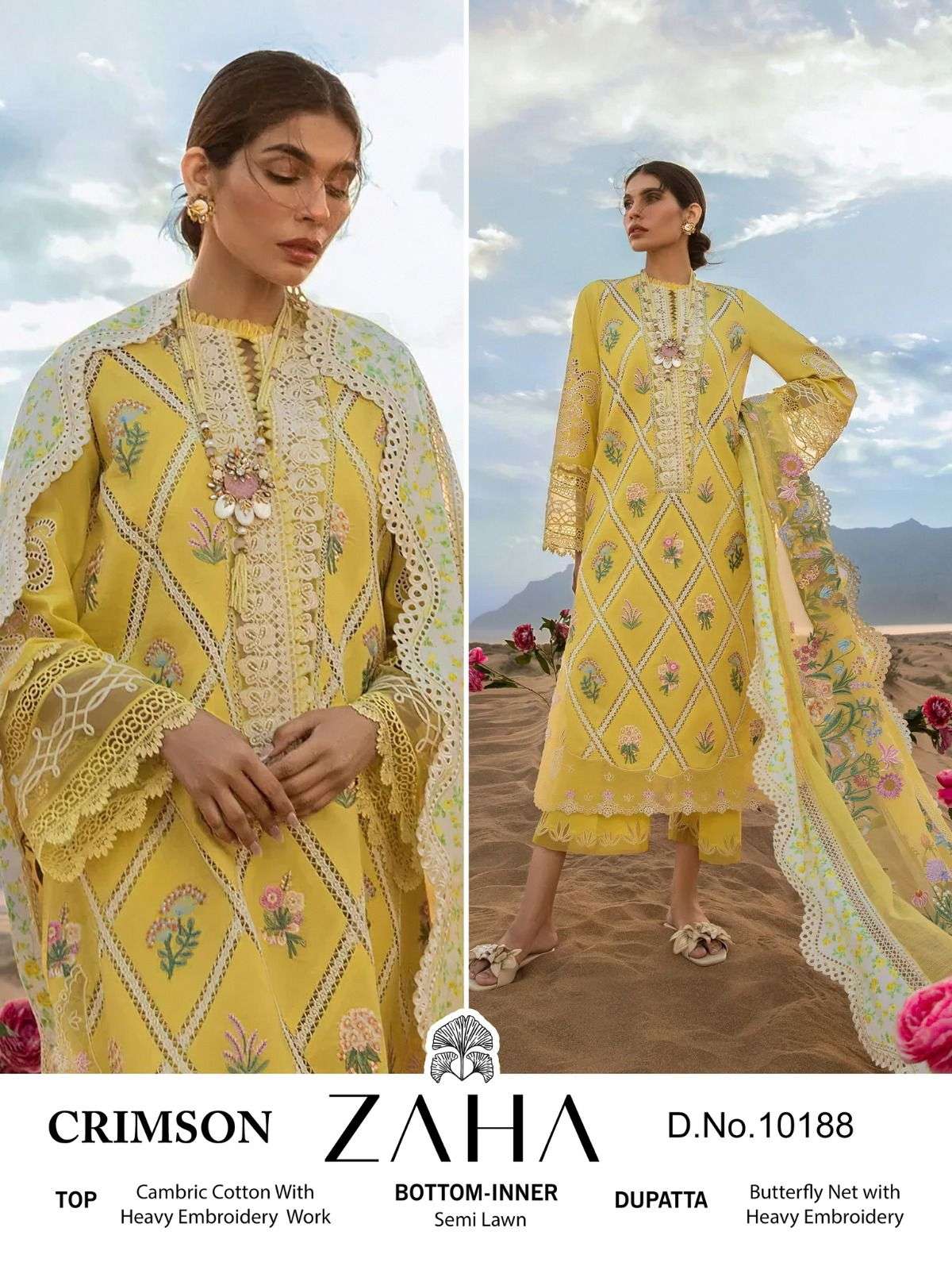 Zaha Crimson Designer Pakistani Suit Wholesale catalog