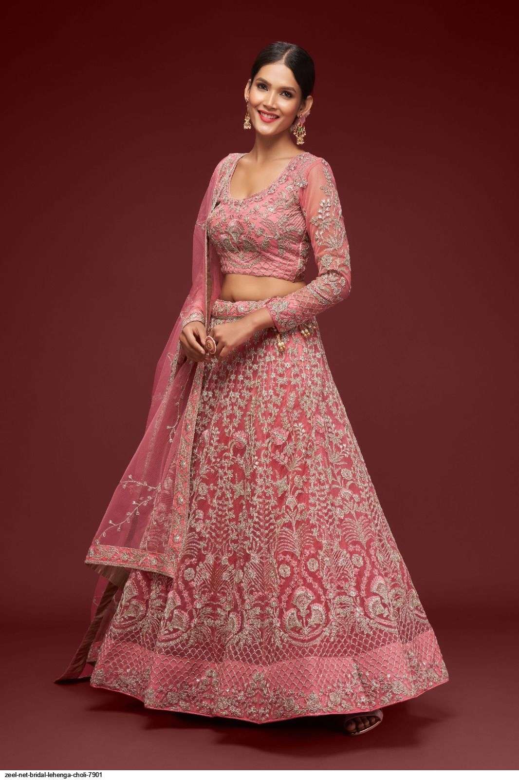 ZEEL NET BRIDAL LEHENGA CHOLI 7901 Wholesale catalog
