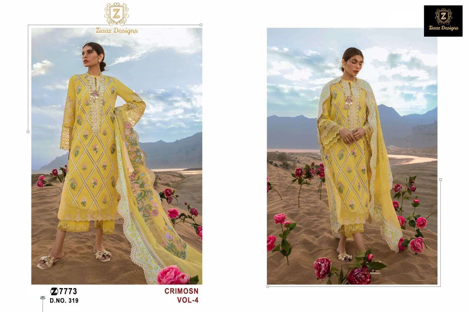 Ziaaz Designs 318 And 319 Pakistani Salwar Kammez Wholesale catalog