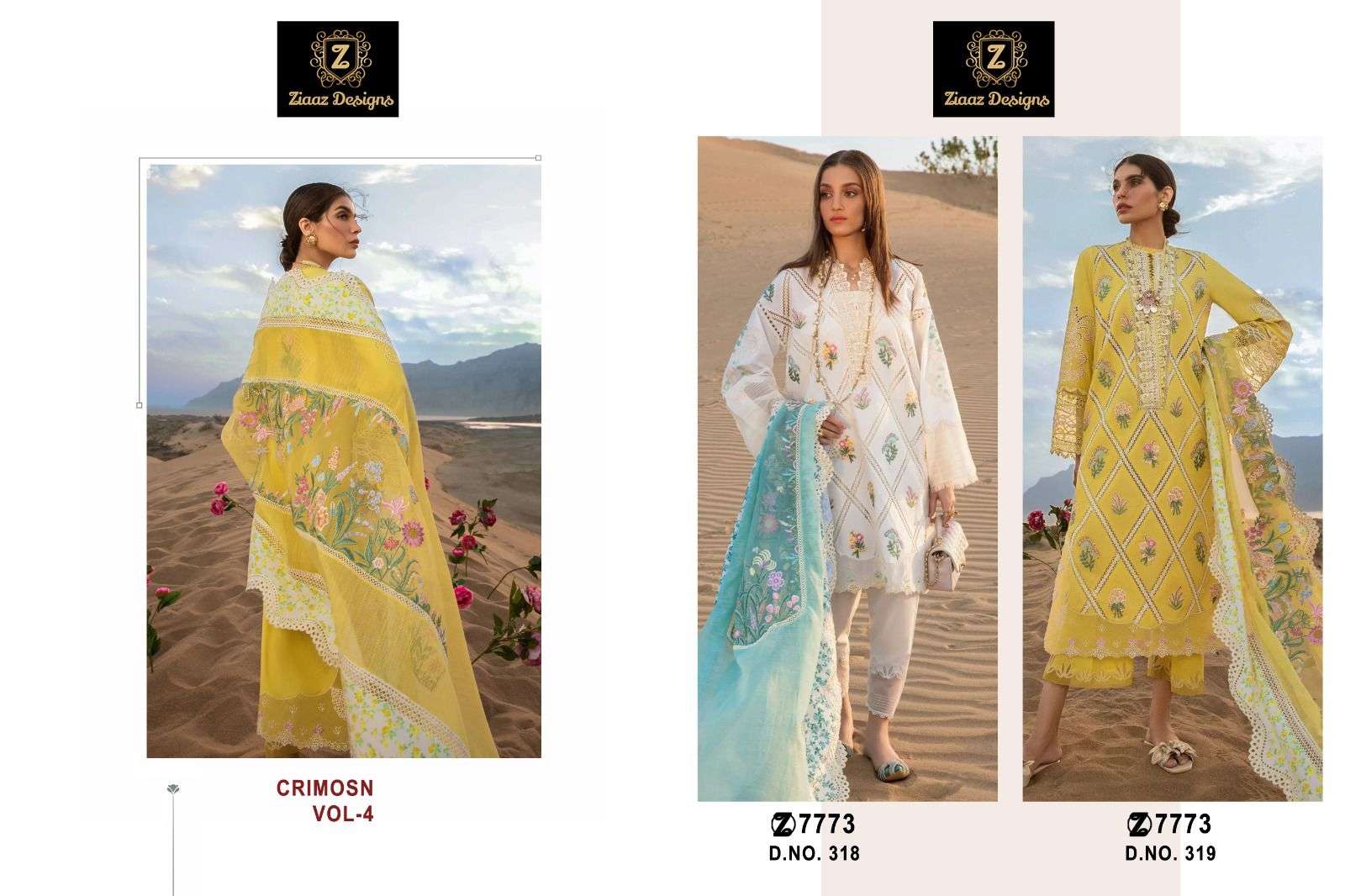 Ziaaz Designs 318 And 319 Pakistani Salwar Kammez Wholesale catalog