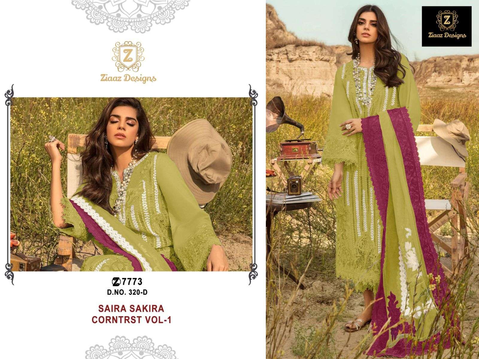 Ziaaz Designs 320 Colours Cambric Cotton Pakistani Suit Wholesale catalog