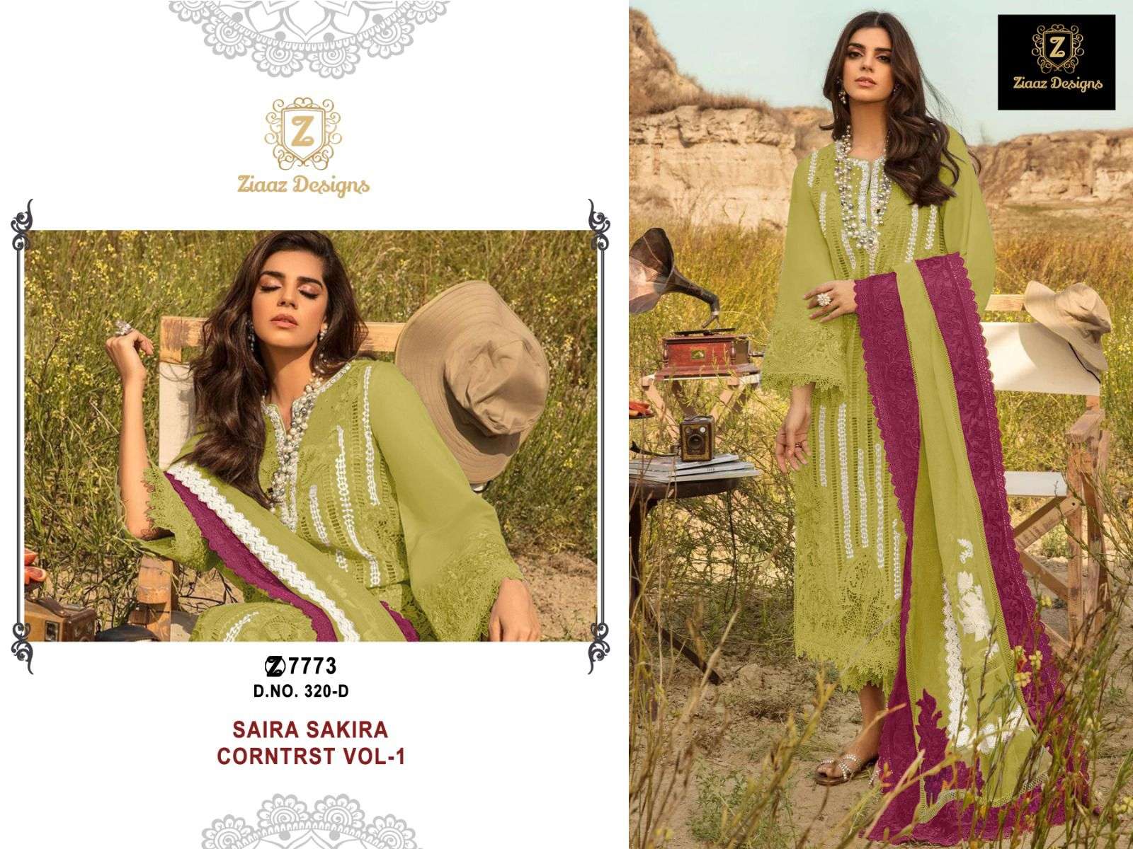 Ziaaz Designs 320 Colours Cambric Cotton Pakistani Suit Wholesale catalog