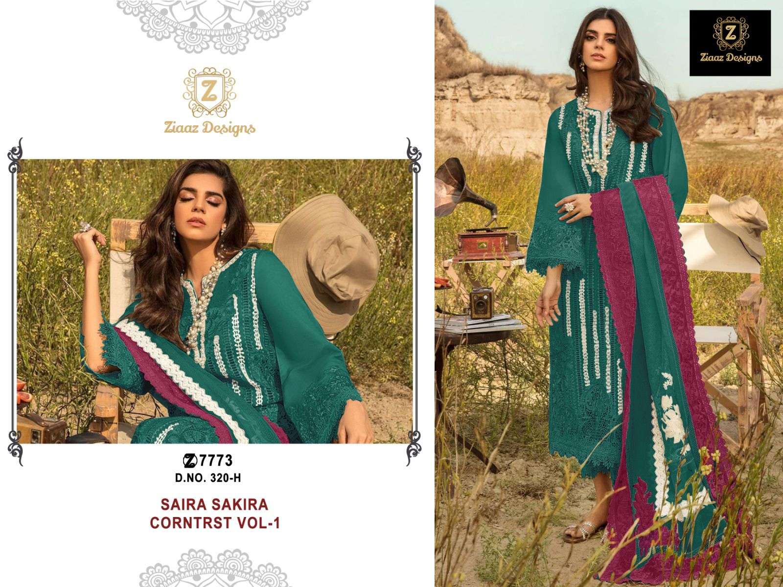 Ziaaz Designs 320 Colours Cambric Cotton Pakistani Suit Wholesale catalog