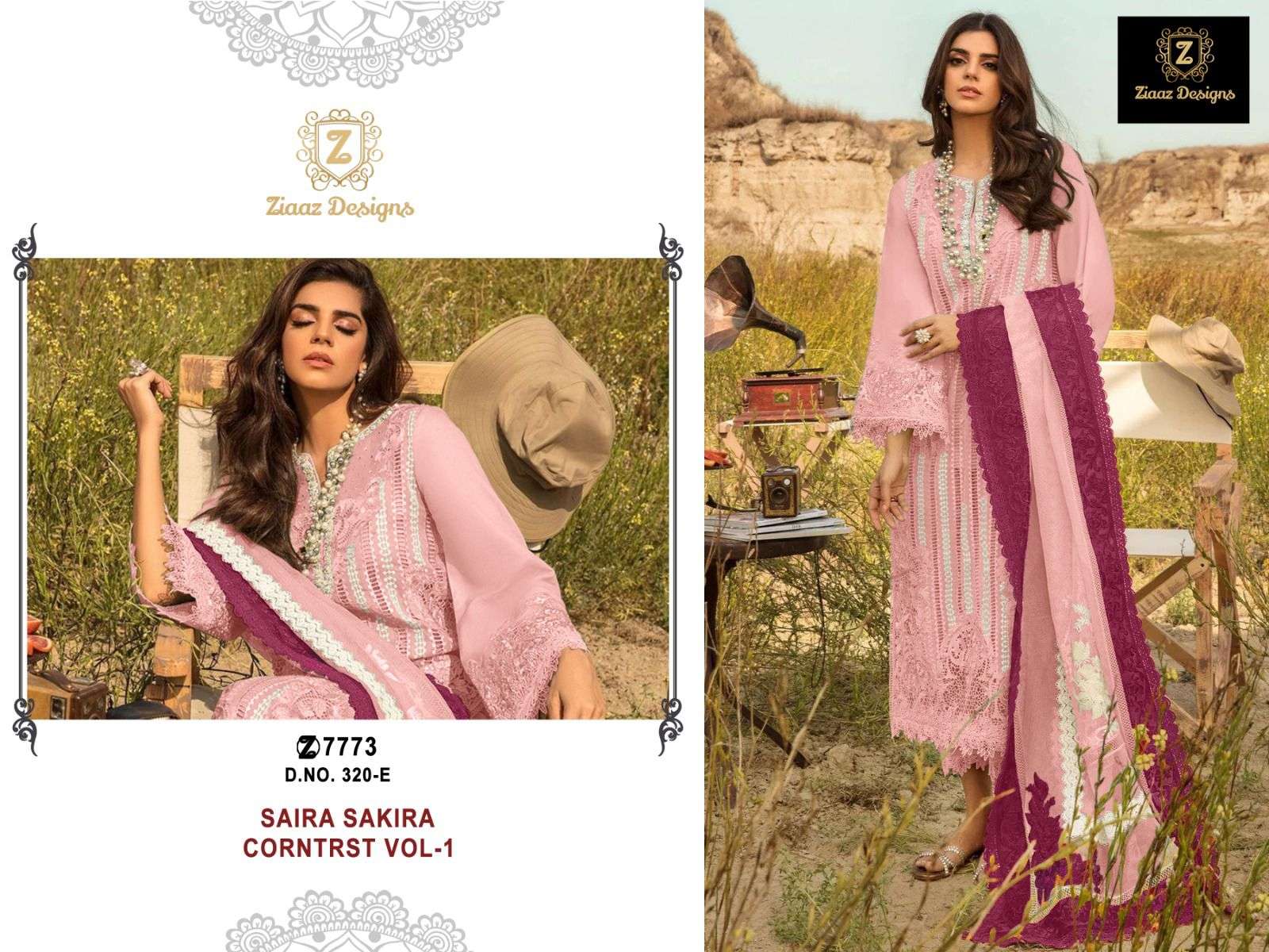 Ziaaz Designs 320 Colours Cambric Cotton Pakistani Suit Wholesale catalog