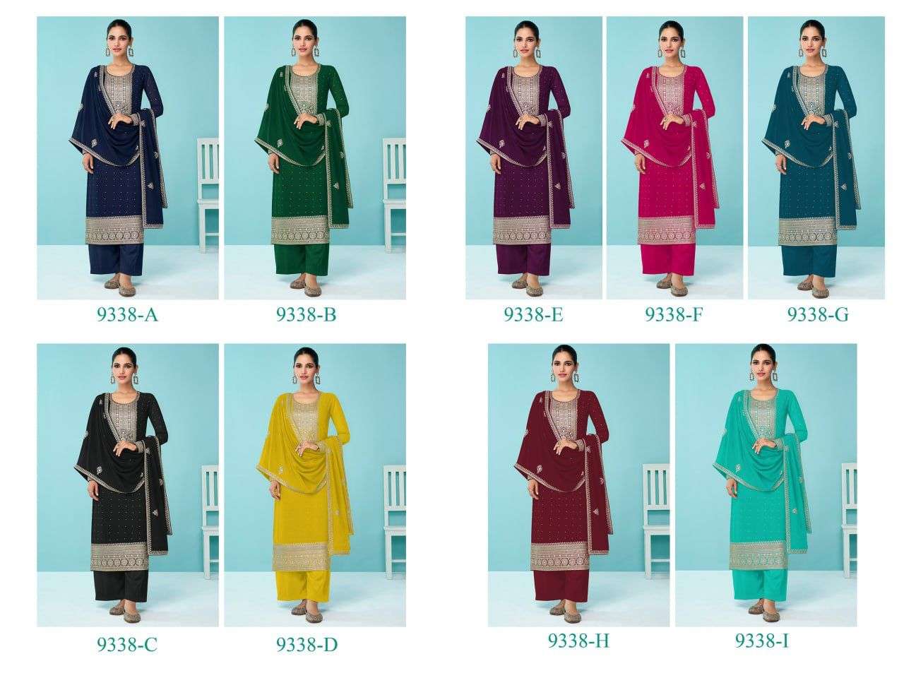 AASHIRWAD CREATION FALGUNI 9338 MASTER COLORS Salwar kameez Wholesale catalog