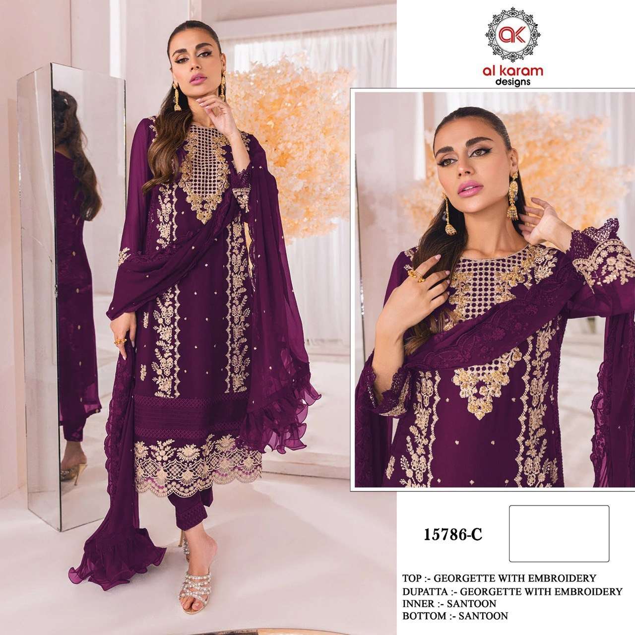 Al Karam 15786 Colors Heavy Embroidery Pakistani Suits Wholesale catalog