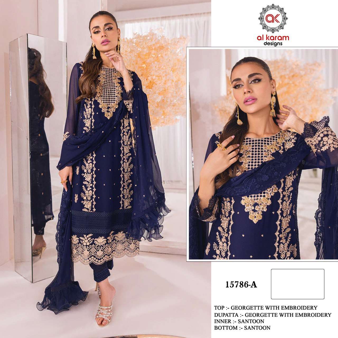 Al Karam 15786 Colors Heavy Embroidery Pakistani Suits Wholesale catalog