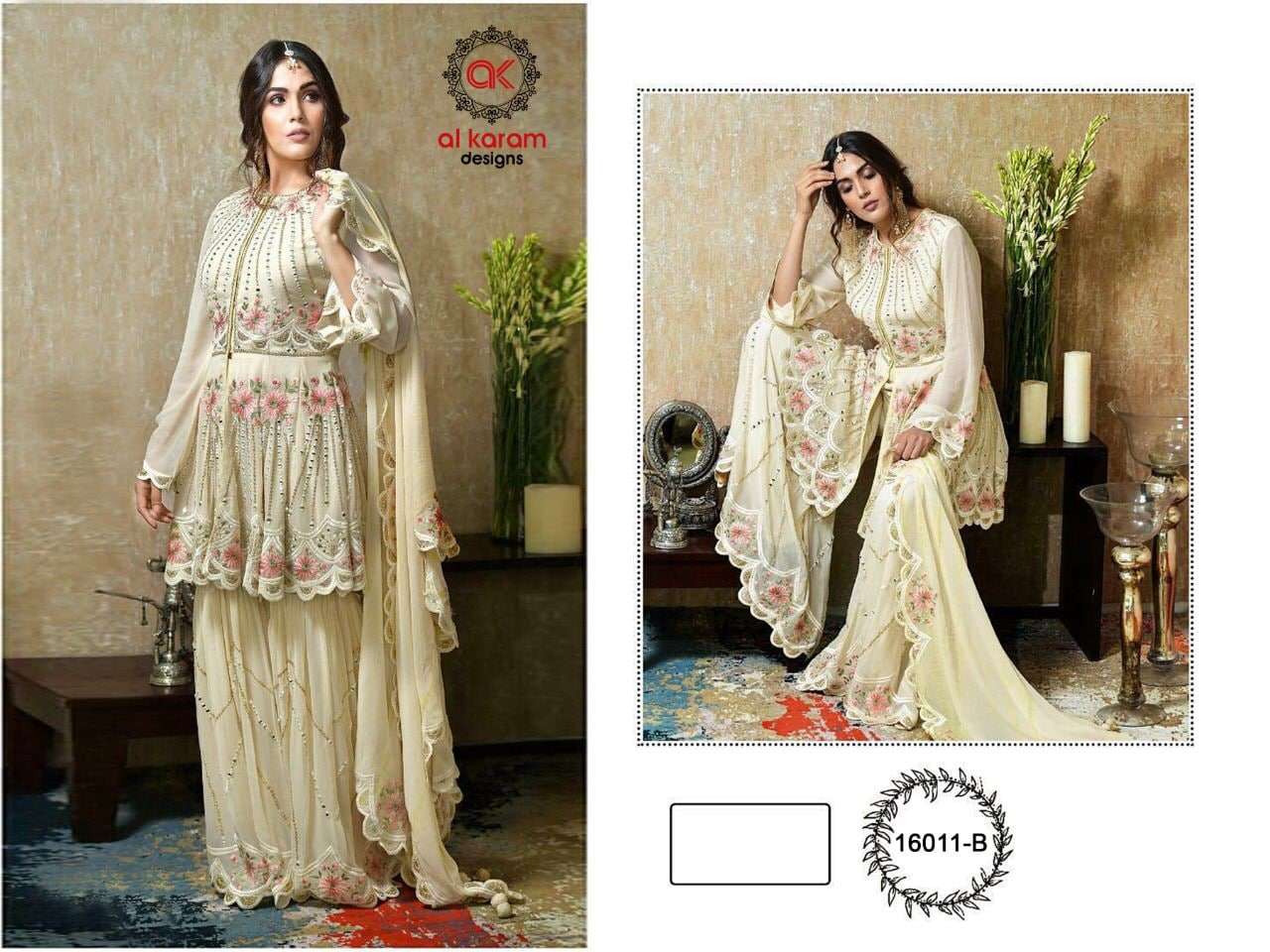 Al Karam 16011 Colors Georgette Embroidered Pakistani Suits Wholesale catalog
