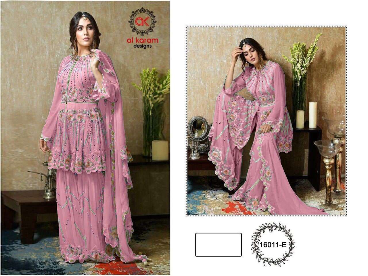 Al Karam 16011 Colors Georgette Embroidered Pakistani Suits Wholesale catalog