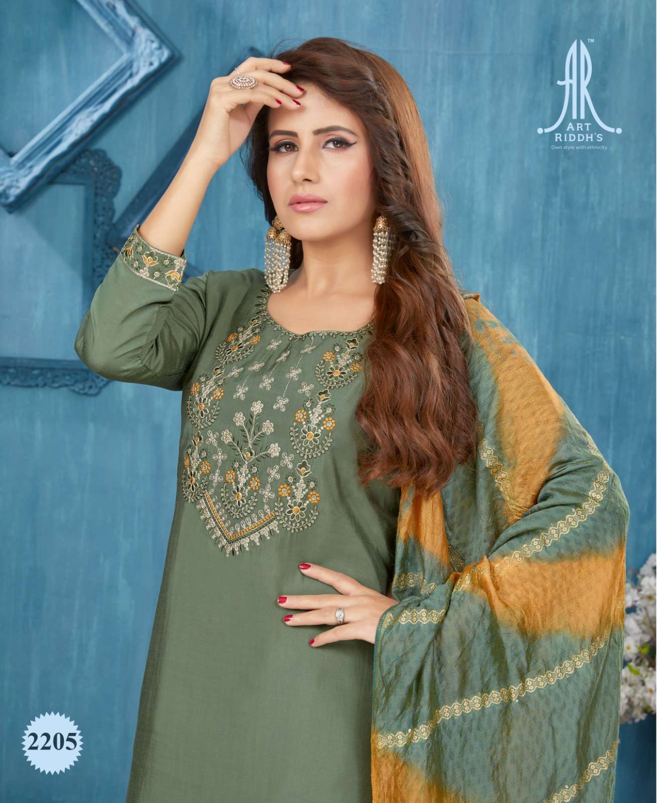 Art Ridh Pure modal chanderi Green Kurti Wholesale catalog