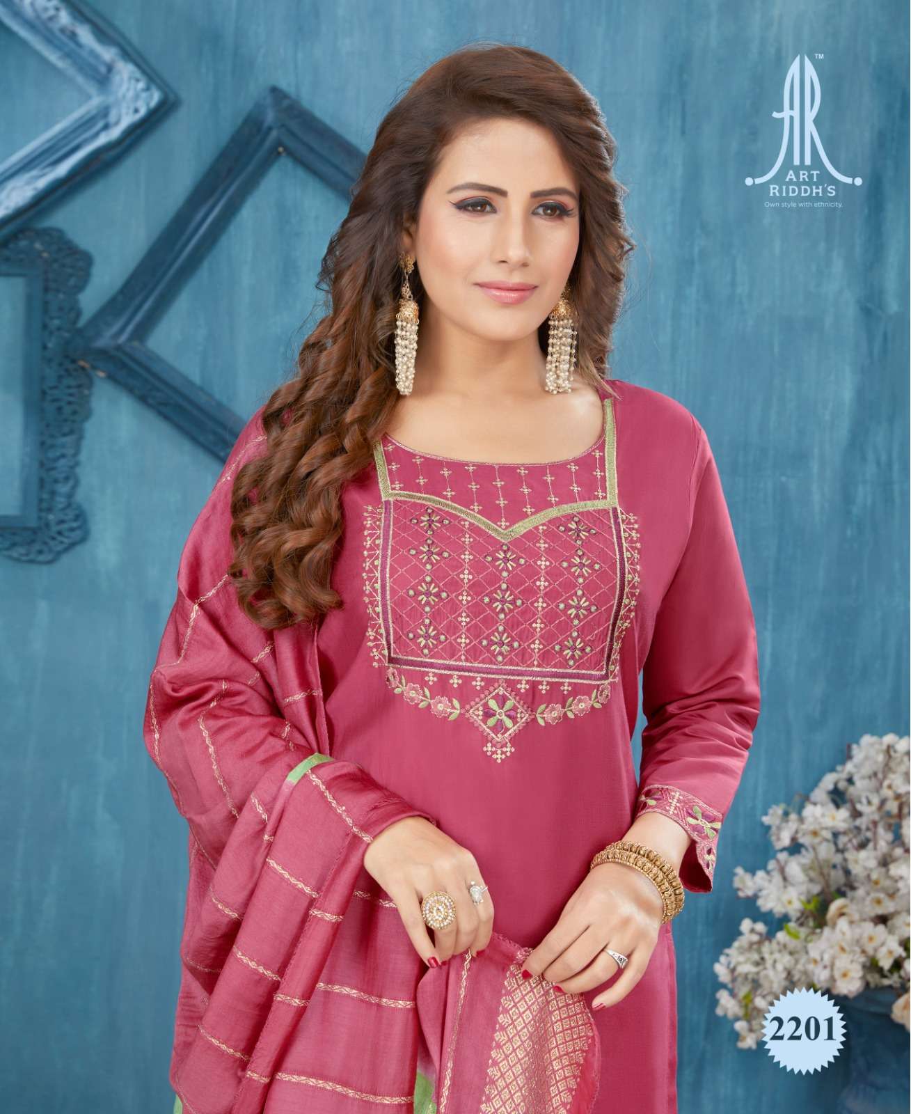 Art Ridh Pure modal chanderi Maroon Kurti Wholesale catalog