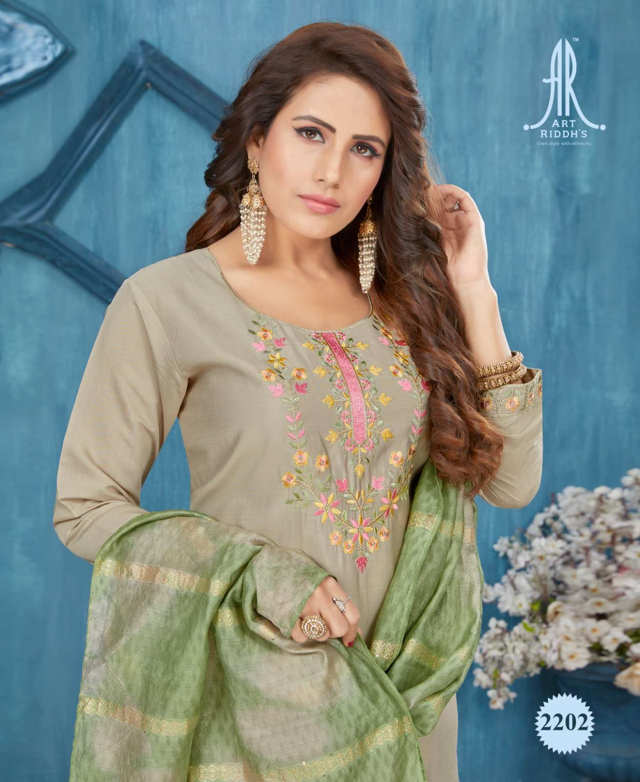 Art Ridh Pure modal chanderi Gray Kurti Wholesale catalog