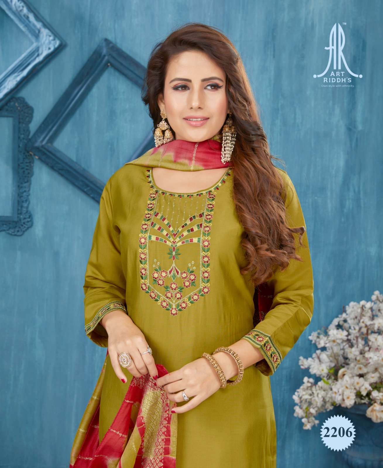 Art Ridh Pure modal chanderi mehndi Kurti Wholesale catalog