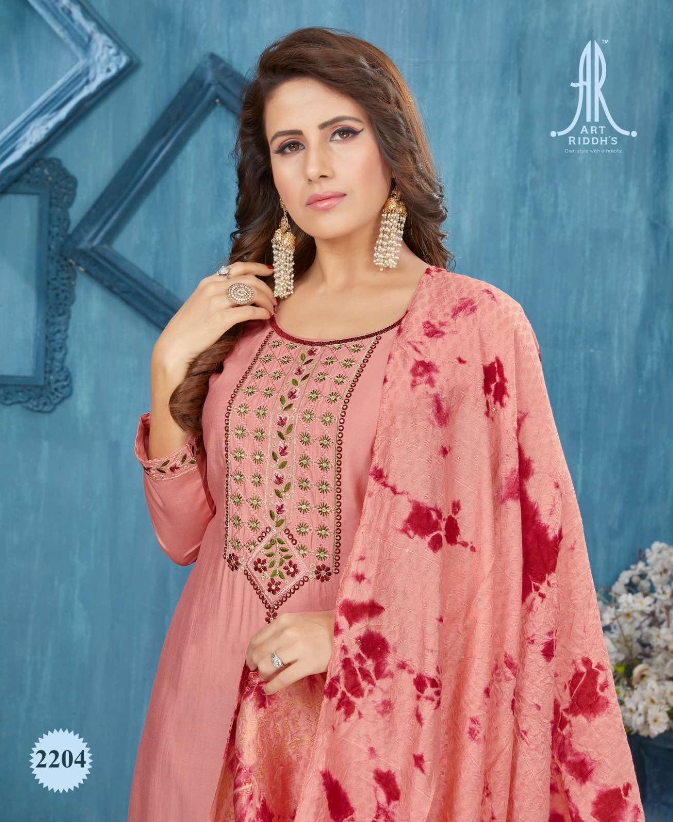 Art Ridh Pure modal chanderi Pink Kurti Wholesale catalog