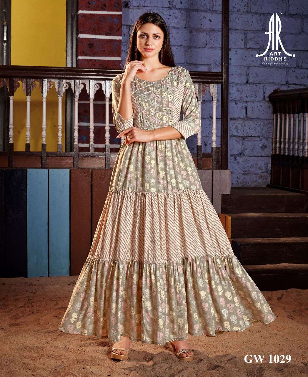 ARTRIDDH PRESENT vol - 6 HEAVY VISCOSE MASLIN GOWNS KURTI WHOLESALE CATALOG