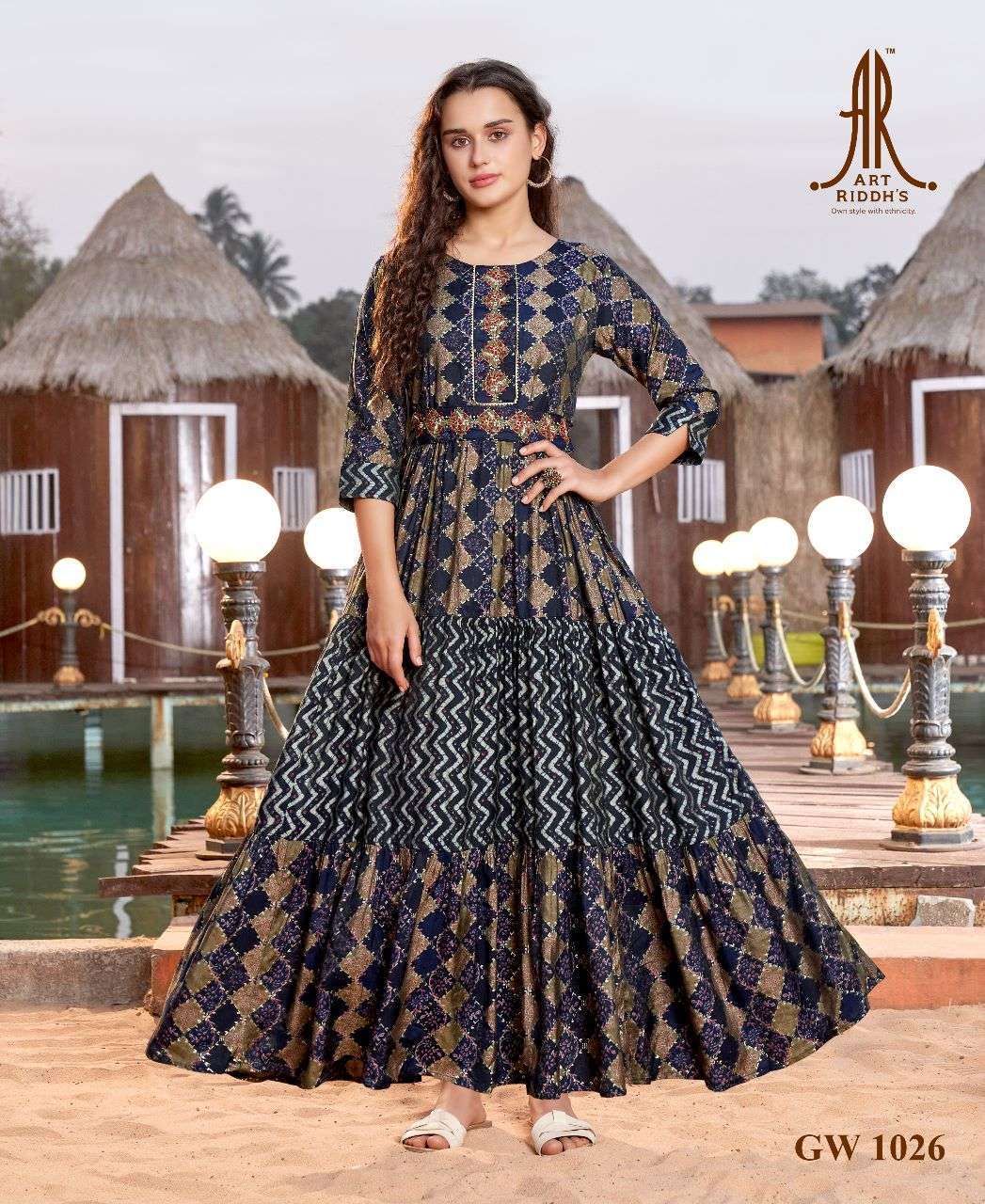ARTRIDDH PRESENT vol - 8 HEAVY VISCOSE MASLIN GOWNS KURTI WHOLESALE CATALOG
