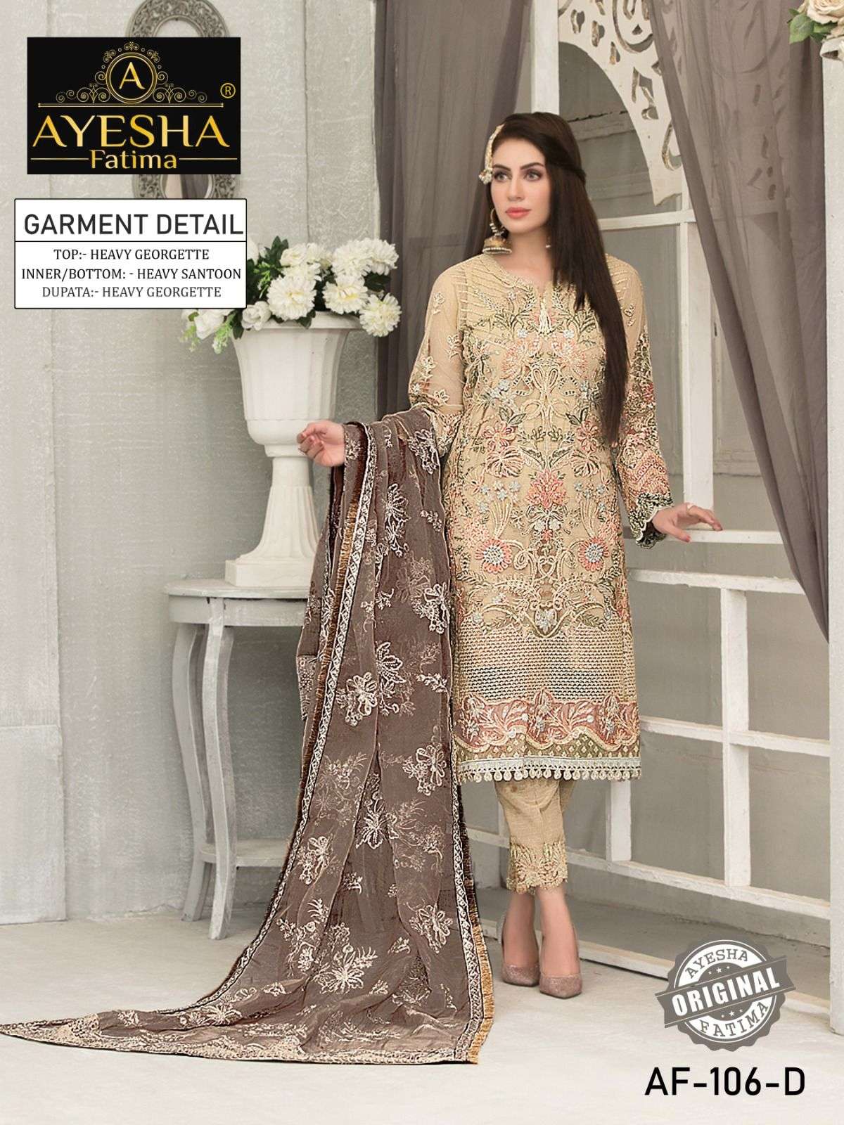 Ayesha Fatima 106 Heavy Georgette Pakistani Suits Wholesale catalog