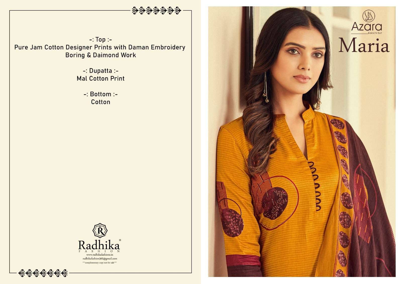 Azara MARIA cotton Dress Materials Wholesale catalog