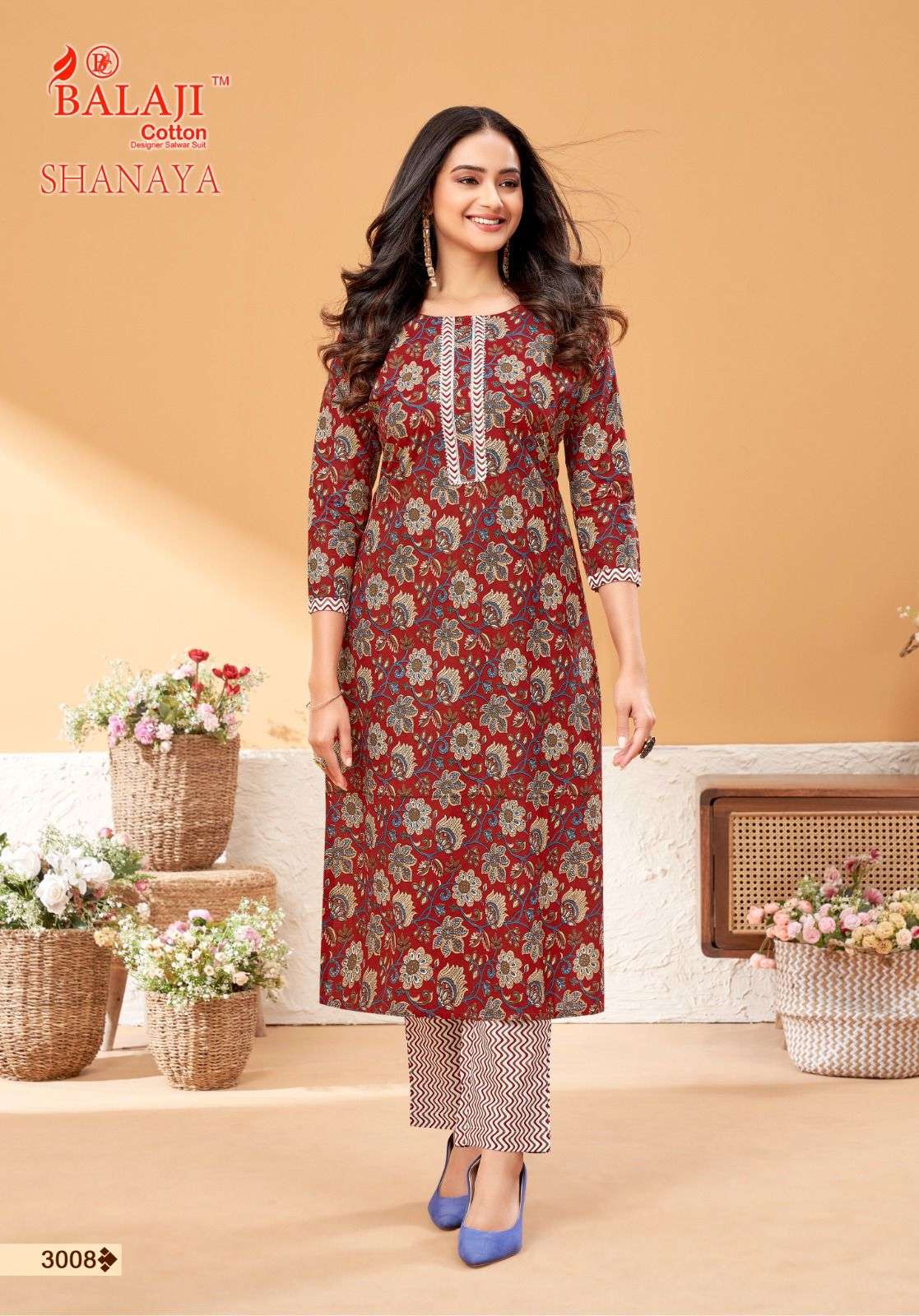 Orange Dobby Long Kurti With Front Slit Open