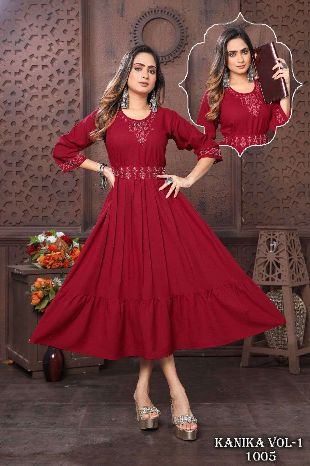BEAUTY QUEEN NEW KANIKA VOL.1 Ghera Festive wear Kurti Wholesale catalog