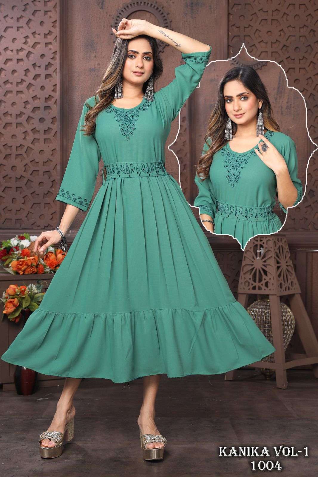 BEAUTY QUEEN NEW KANIKA VOL.1 Ghera Festive wear Kurti Wholesale catalog