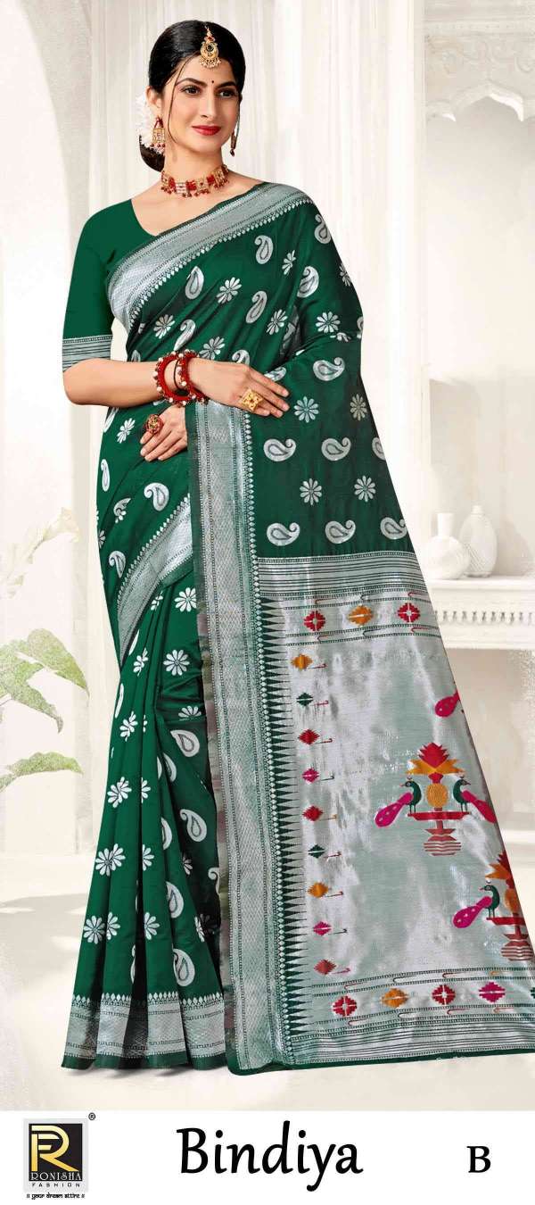 BINDIYA  BY RONISHA SAREE BANARASI SILK FABRICS SUPER HIT COLLECTION 
