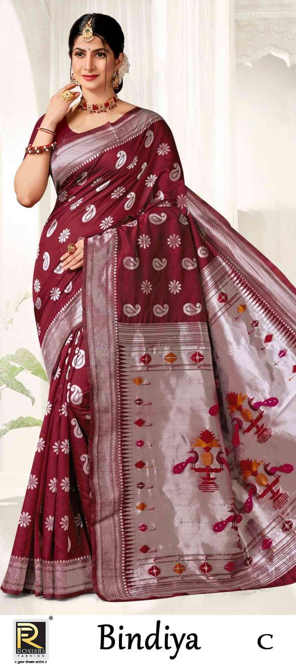 BINDIYA  BY RONISHA SAREE BANARASI SILK FABRICS SUPER HIT COLLECTION 