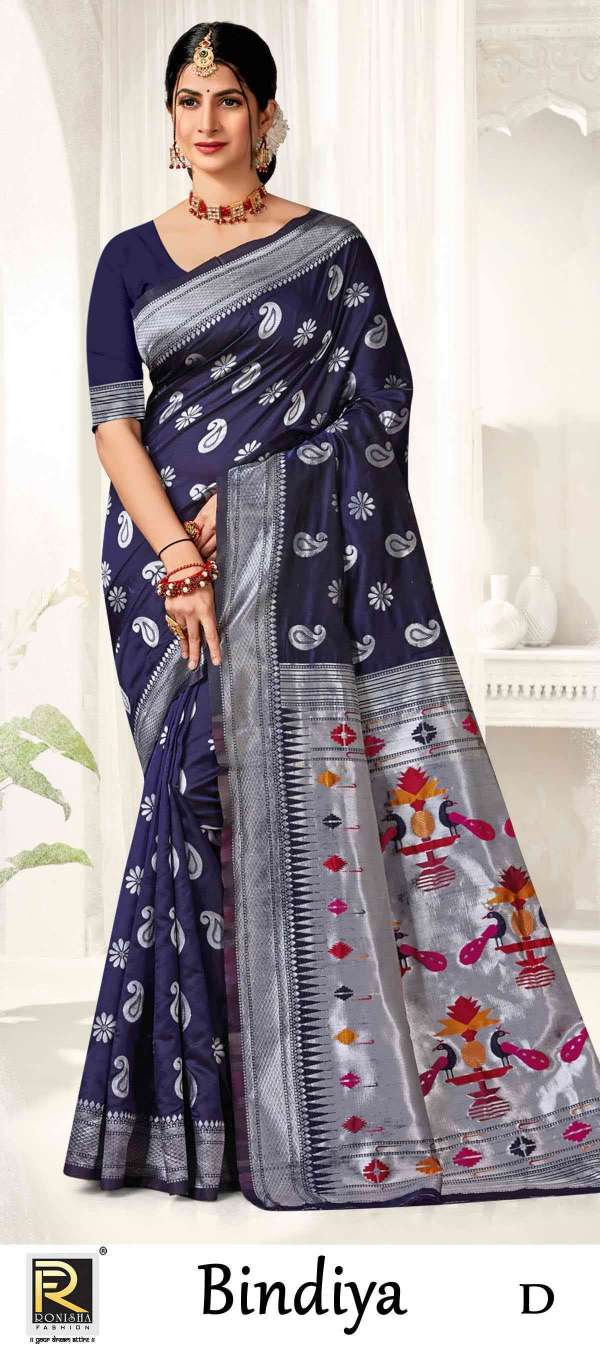 BINDIYA  BY RONISHA SAREE BANARASI SILK FABRICS SUPER HIT COLLECTION 