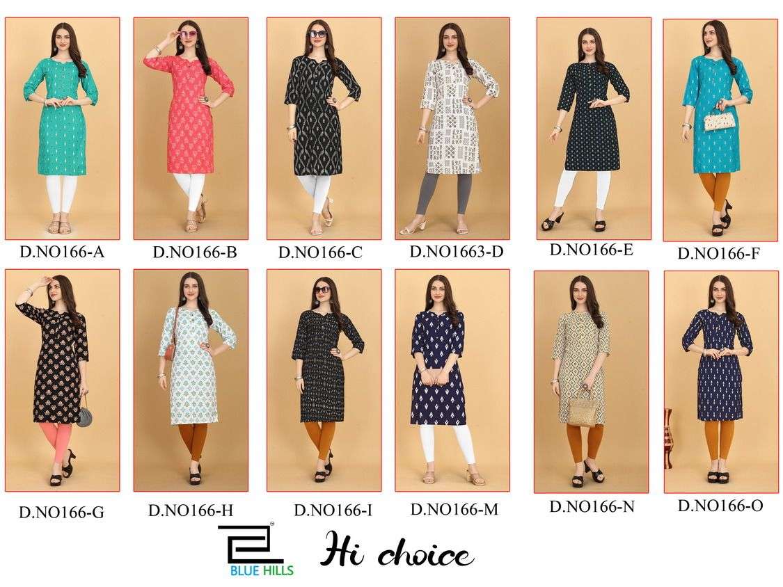 BLUE HILLS HICHOICE Rayon 14 kg fabric Kurti Wholesale catalog