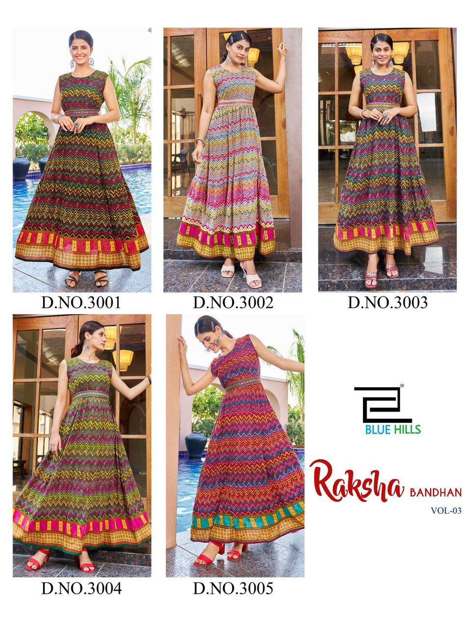 BLUE HILLS Rakhsha Bandhan VOL-3 Long Gown Kurti Wholesale catalog