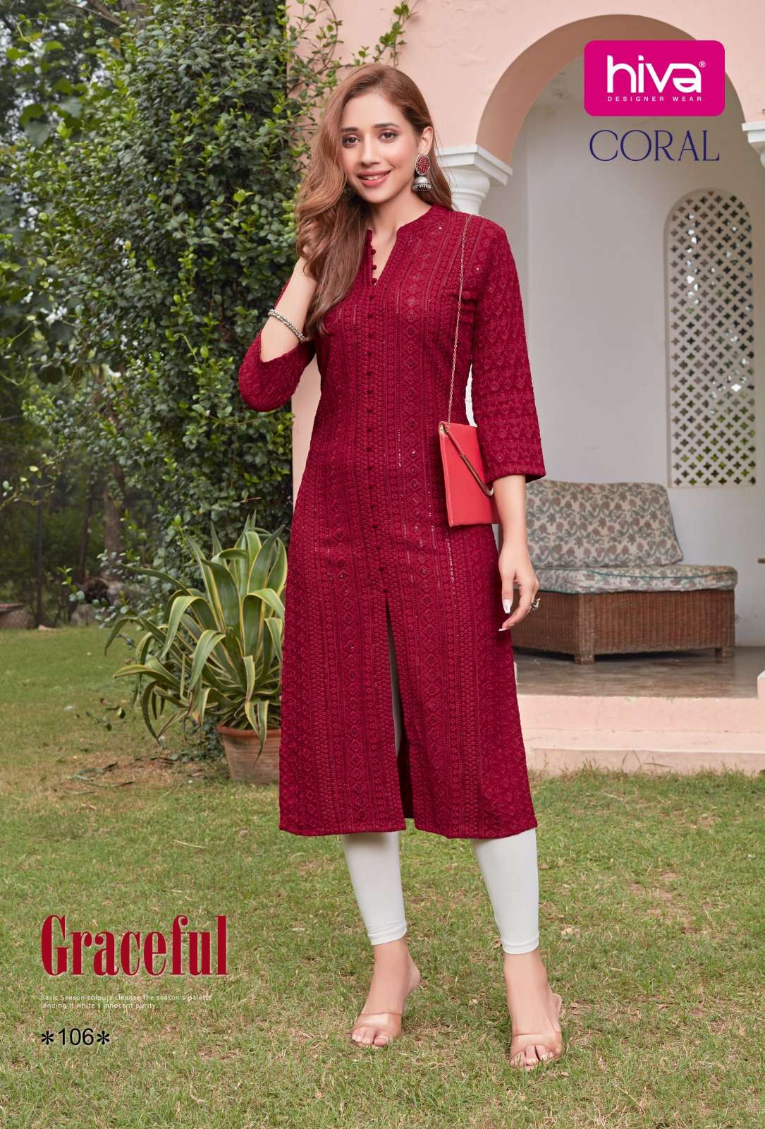 Coral reyon sequence chiken Kurti Wholesale catalog