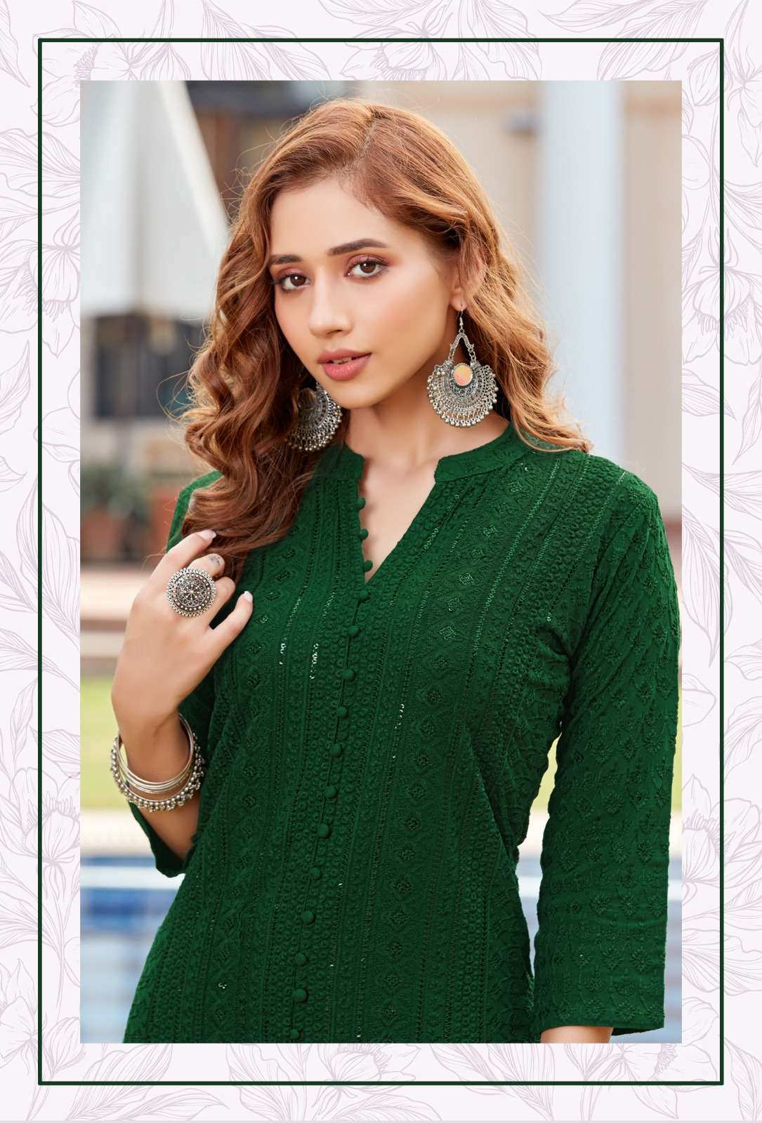 Coral reyon sequence chiken Kurti Wholesale catalog