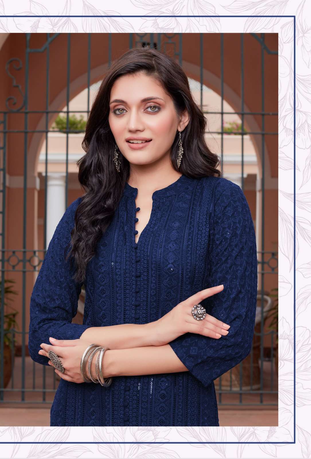 Coral reyon sequence chiken Kurti Wholesale catalog