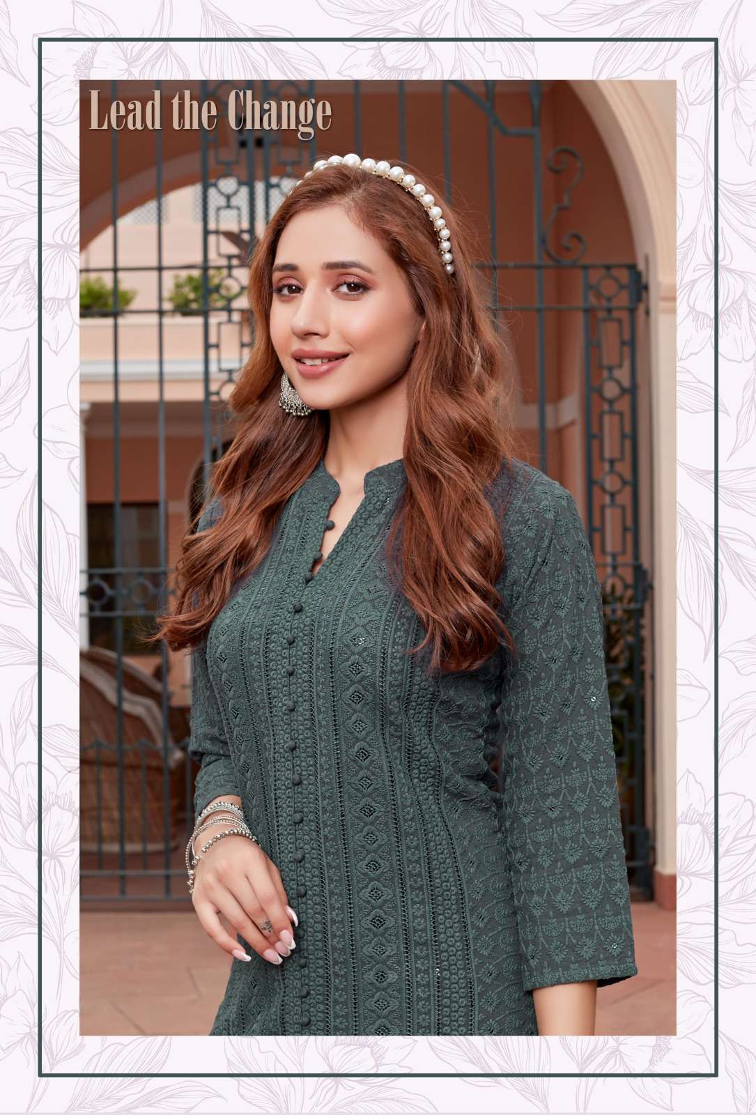 Coral reyon sequence chiken Kurti Wholesale catalog