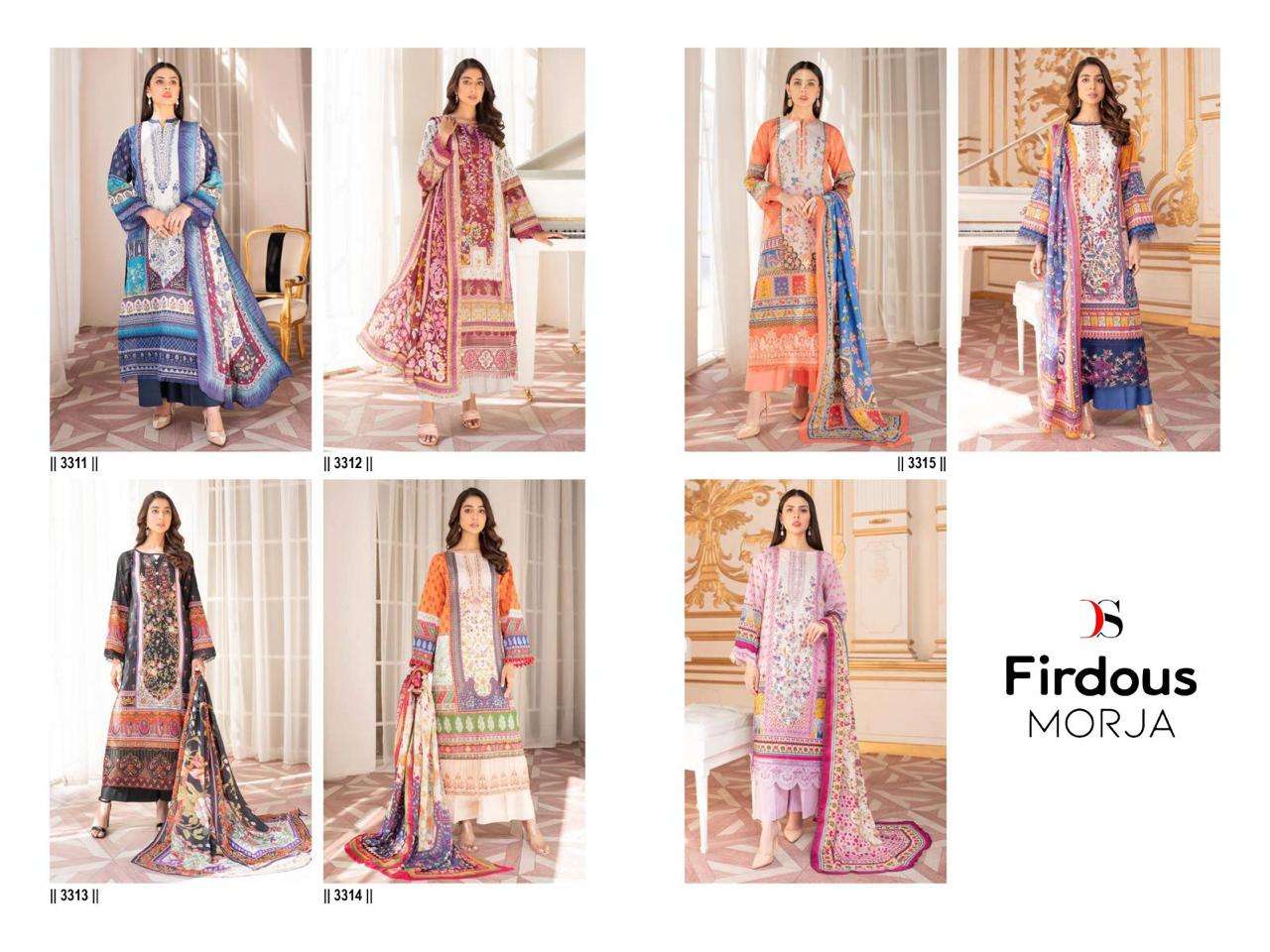 Deepsy Firodus Morja Cotton Dupatta Pakistani Suit Wholesale catalog