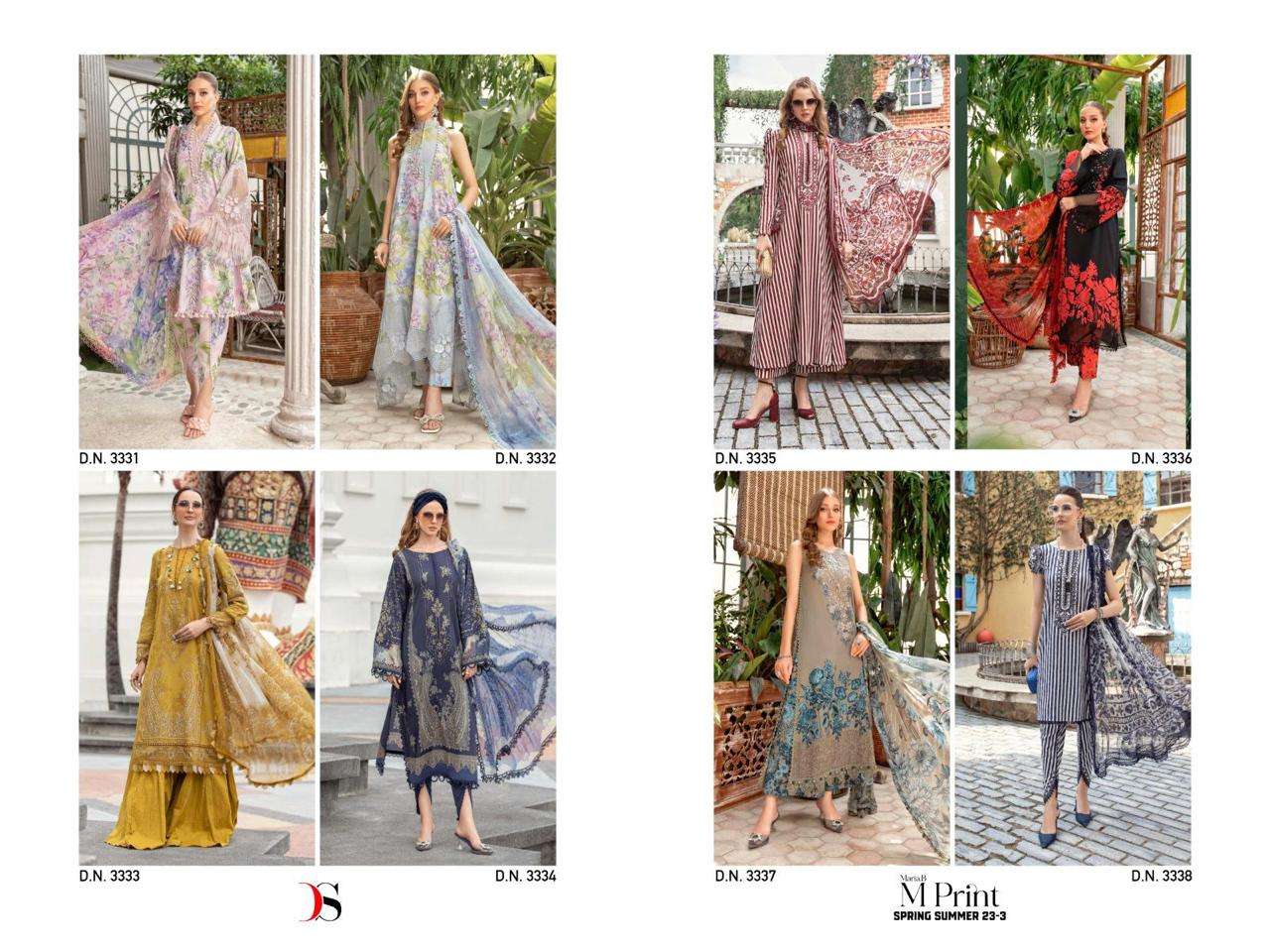 Deepsy Maria B M Print Spring Summer 23 Vol 3 Chiffon Dupatta Salwar Suits Wholesale catalog