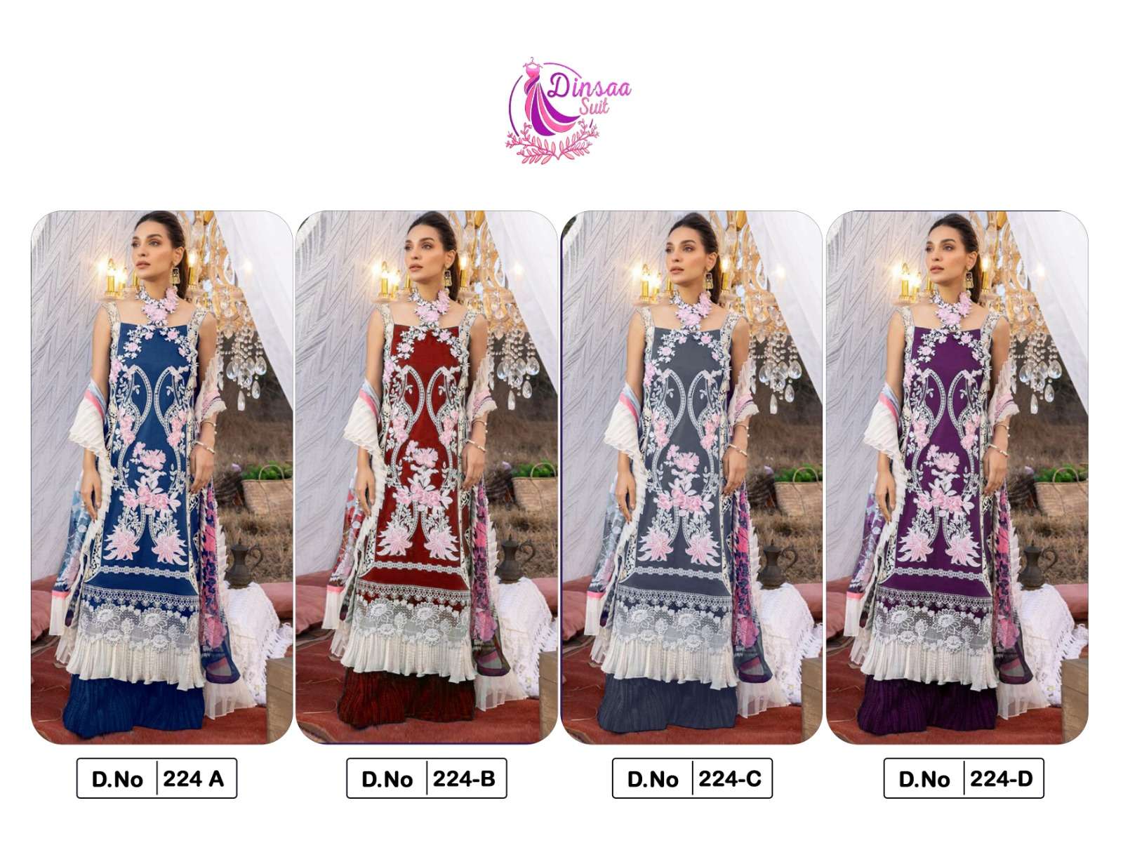 Dinsaa D 224 Embroidery Pakistani Salwar Kameez Wholesale catalog