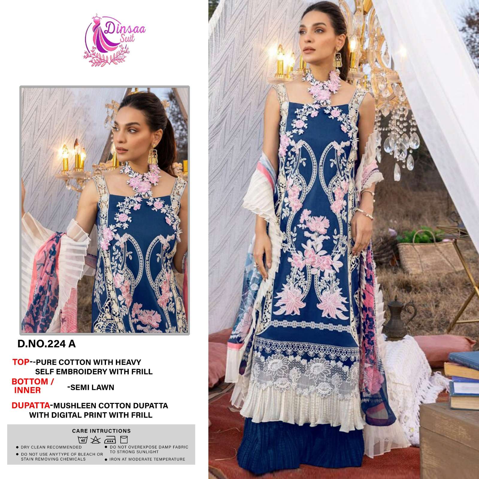 Dinsaa D 224 Embroidery Pakistani Salwar Kameez Wholesale catalog