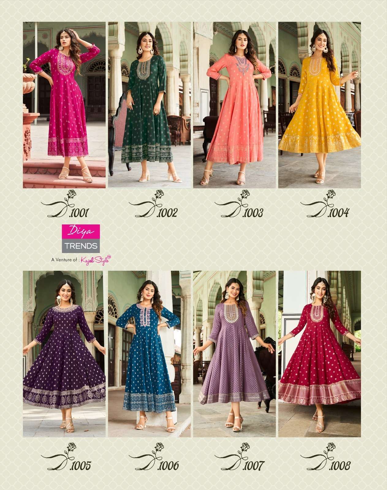 DIYA TRENDS LAKME Vol -1  DESIGNER GOWNS KURTI WHOLESALE CATALOG
