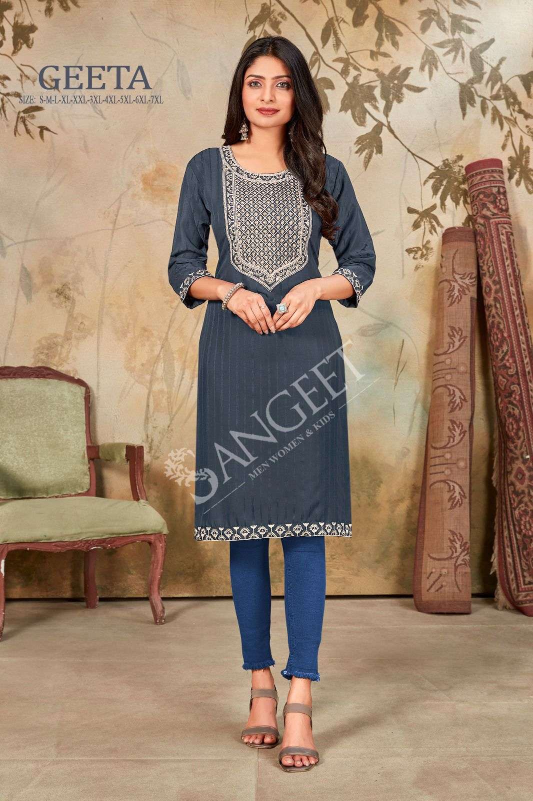 GEETA HEAVY RAYON Kurti Wholesale catalog