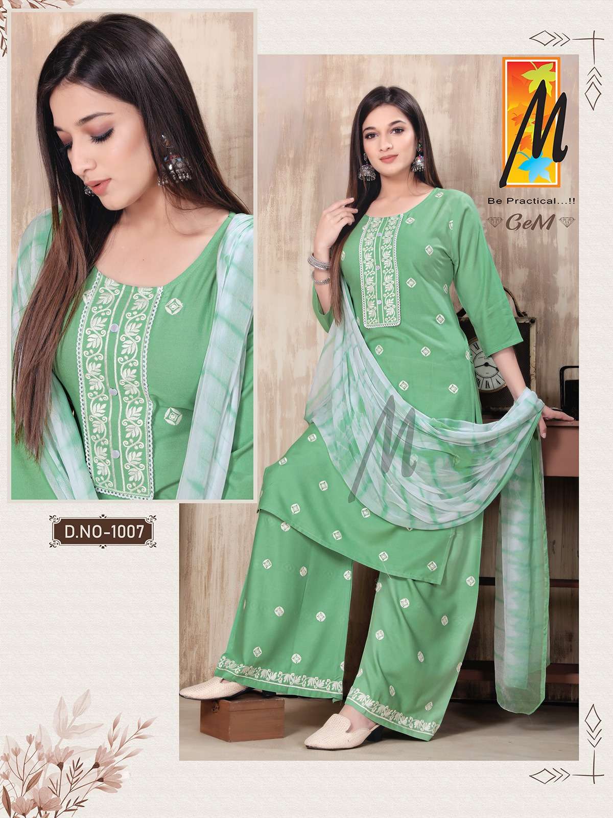 GeM  Reyon Embroidery Kurti Wholesale catalog