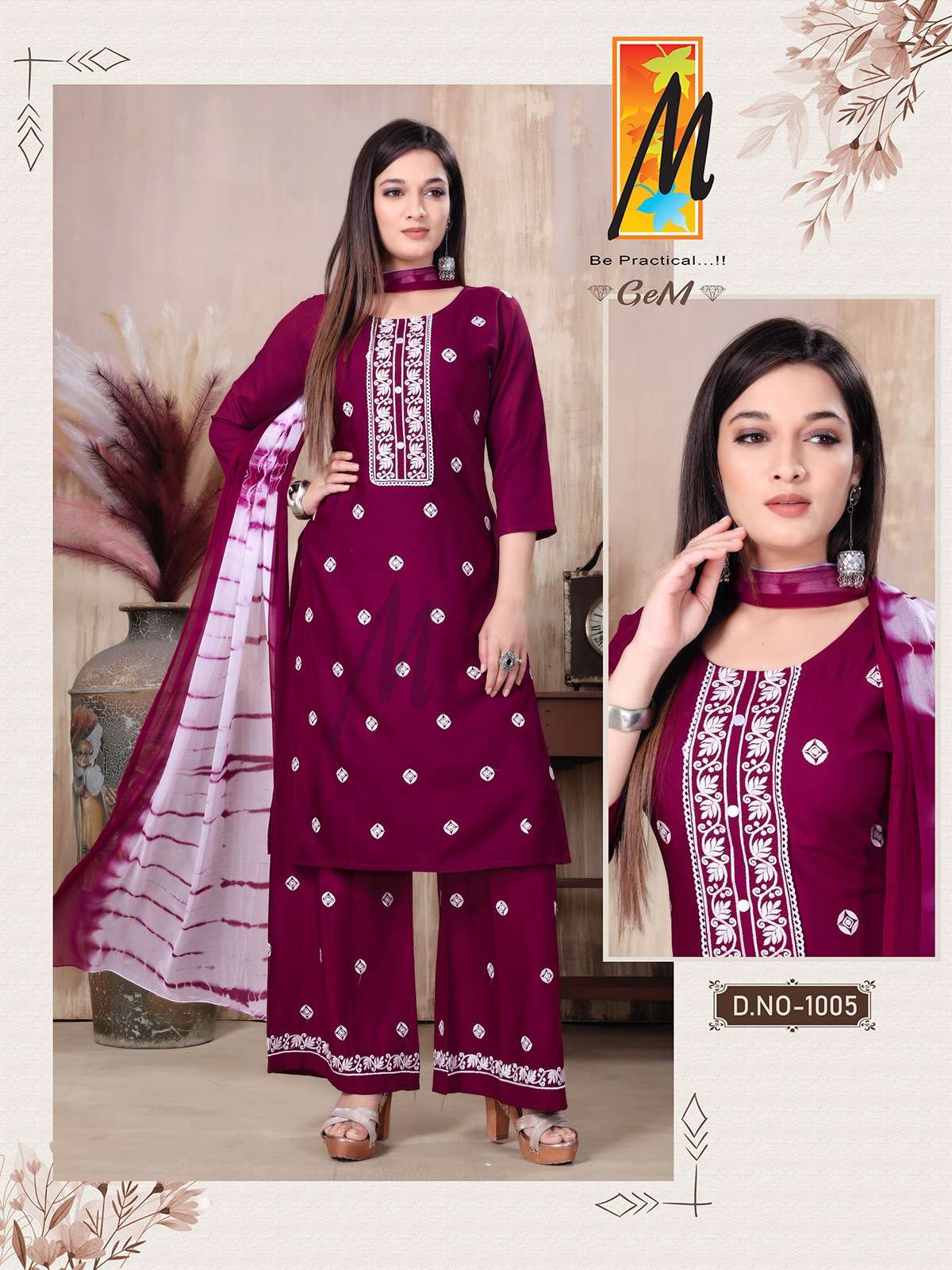 GeM  Reyon Embroidery Kurti Wholesale catalog