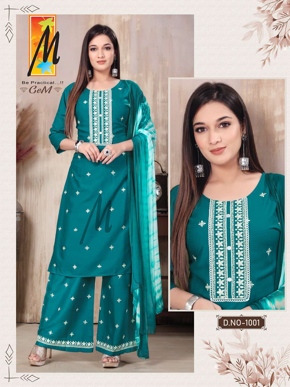 GeM  Reyon Embroidery Kurti Wholesale catalog