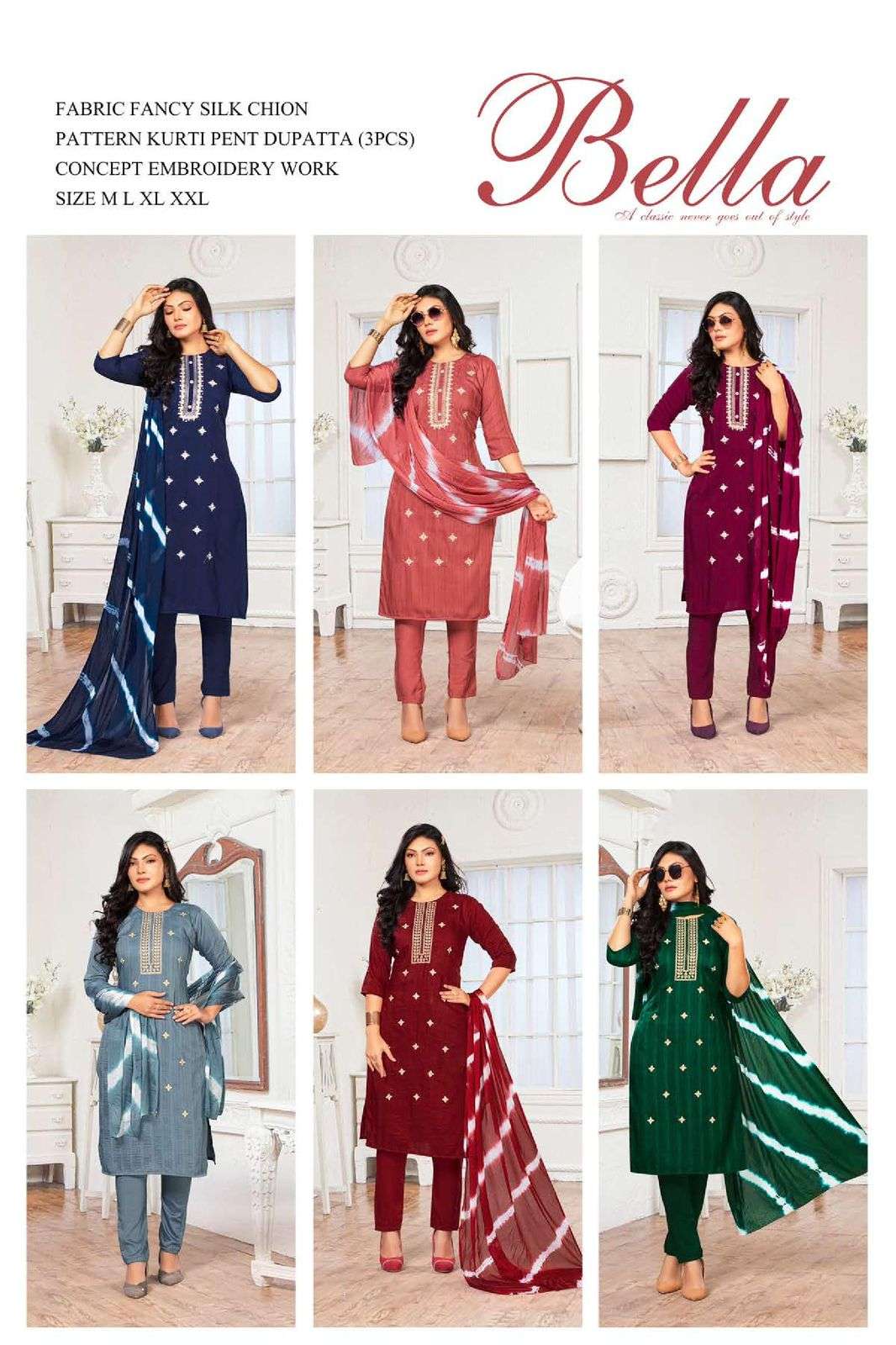 Golden Bella Vol 2 Fancy Silk Chion Kurti Wholesale catalog
