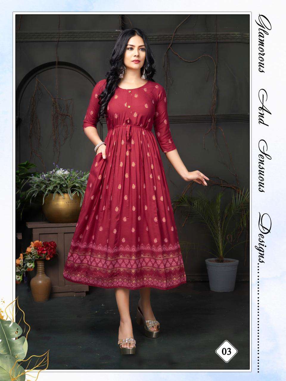 Golden Malini Reyon Plain Kurti Wholesale catalog