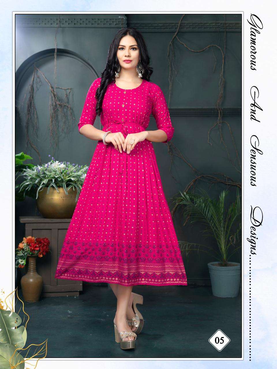Golden Malini Reyon Plain Kurti Wholesale catalog