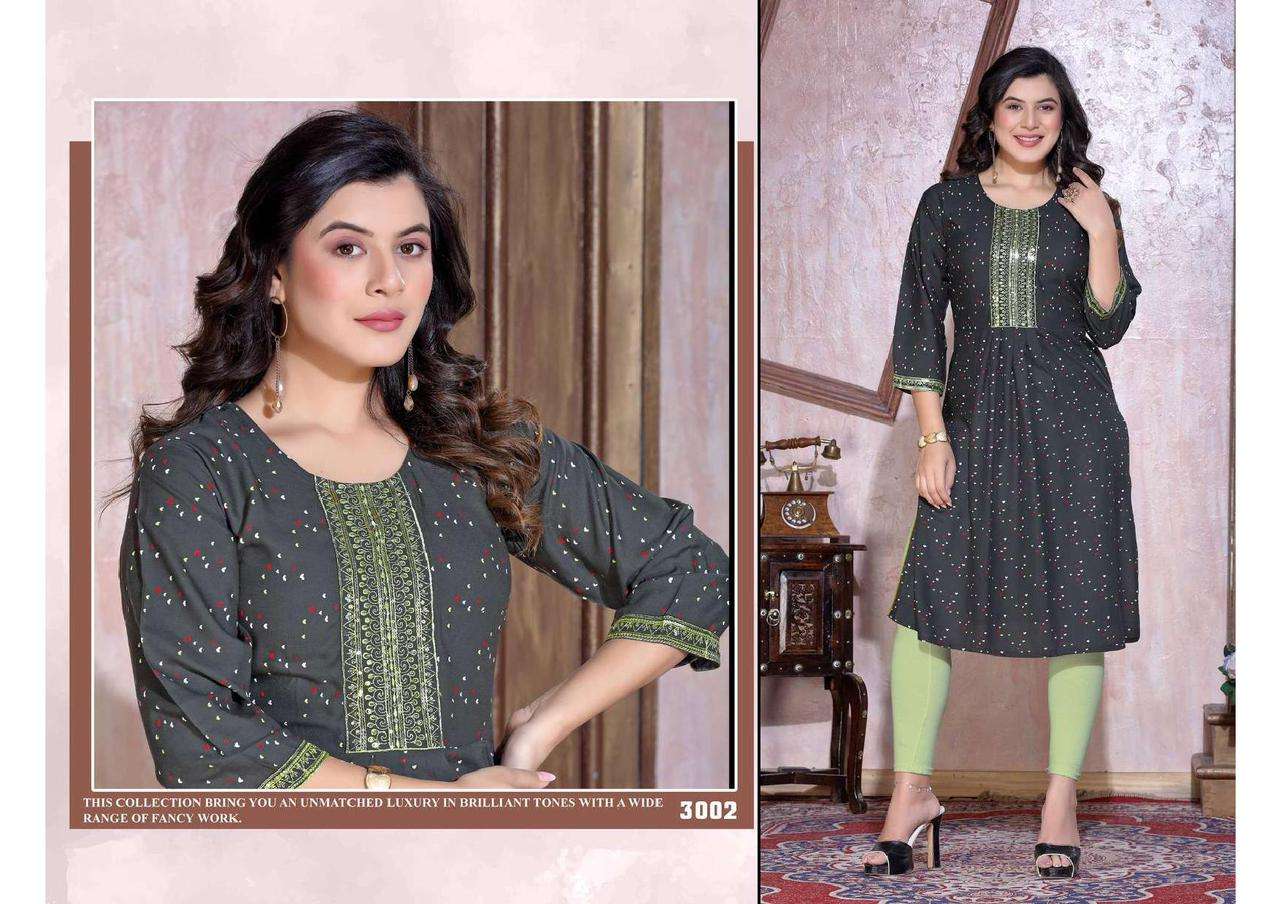 Golden Qushi Naira Cut Kurti Wholesale catalog