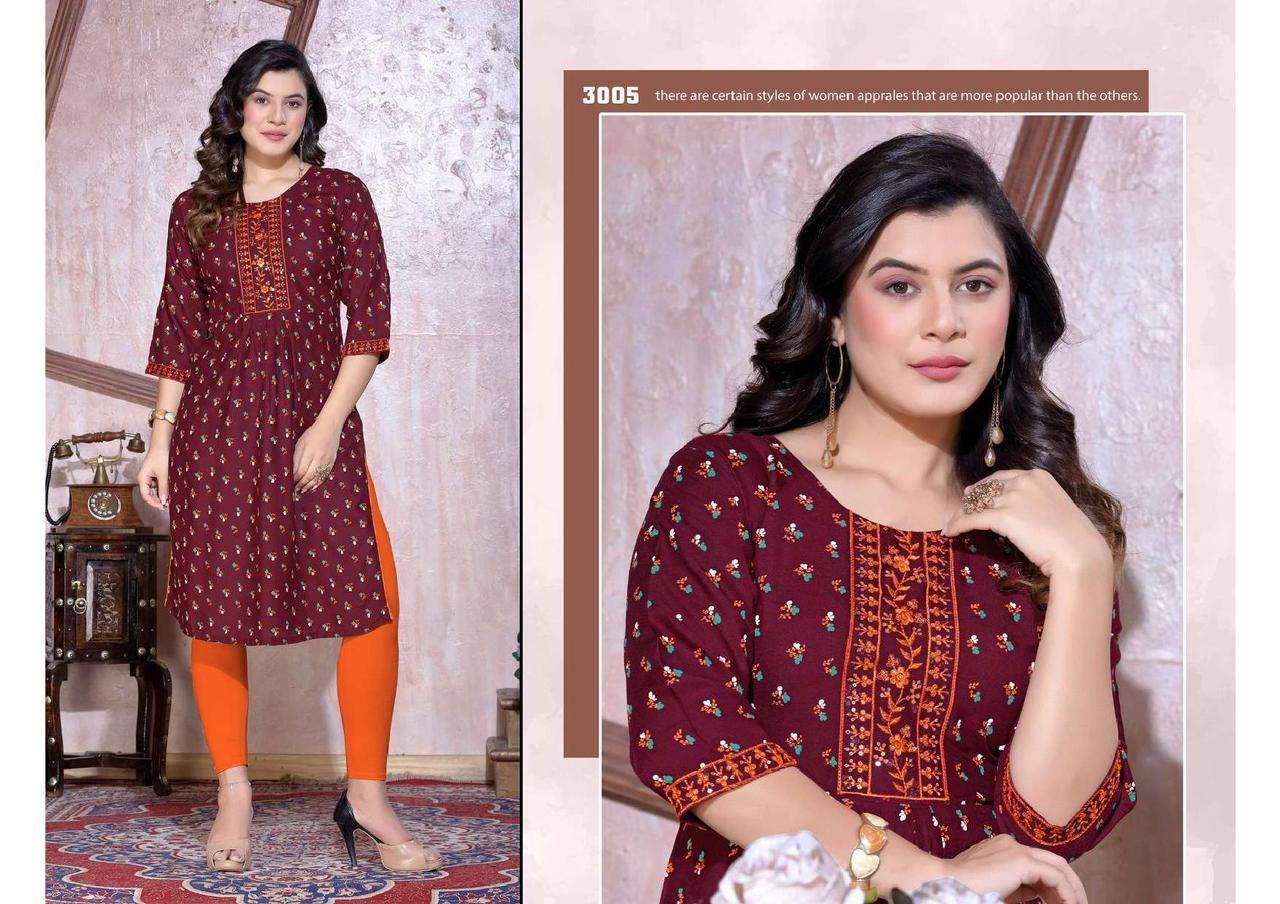 Golden Qushi Naira Cut Kurti Wholesale catalog